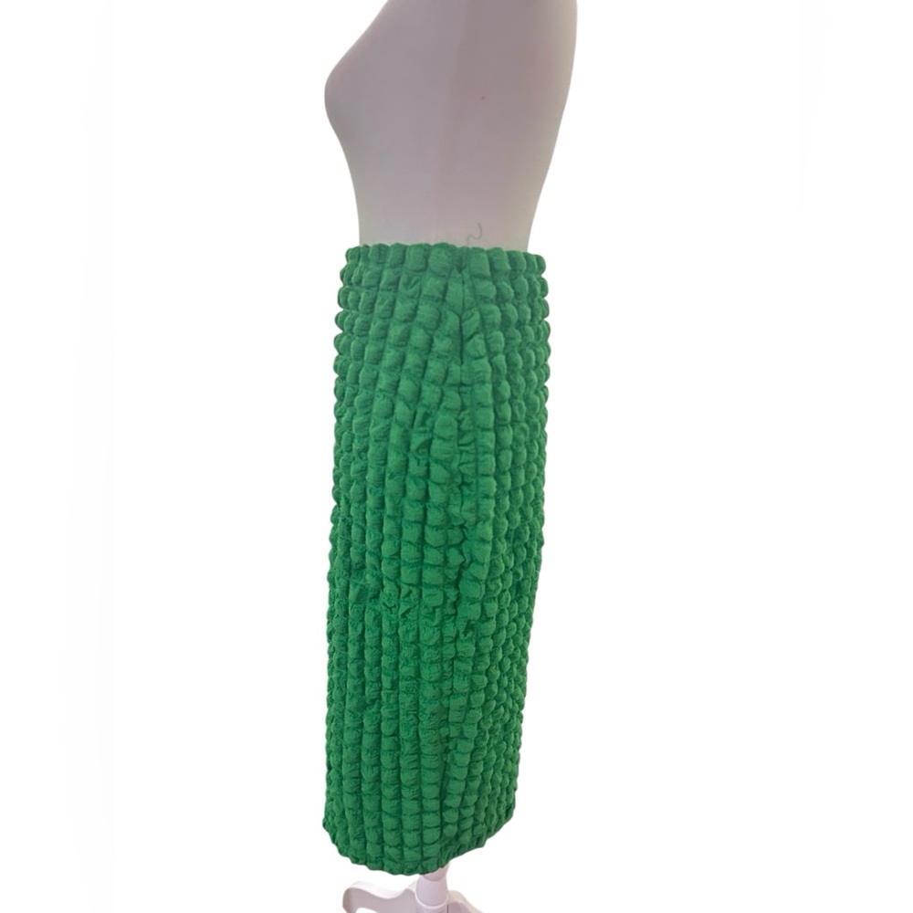 Amanda Uprichard stretchy Textured Green Midi Skirt - Picture 4 of 5